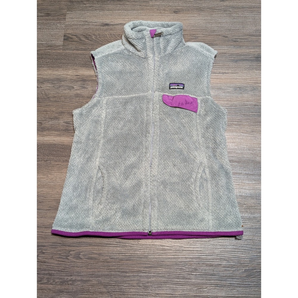 Patagonia Small Womens Re-Tool Fleece Gray Purple Full Zip Polartec‎ Vest